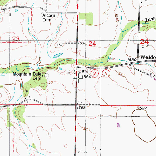 Topographic Map of Mountain Dale School, MO