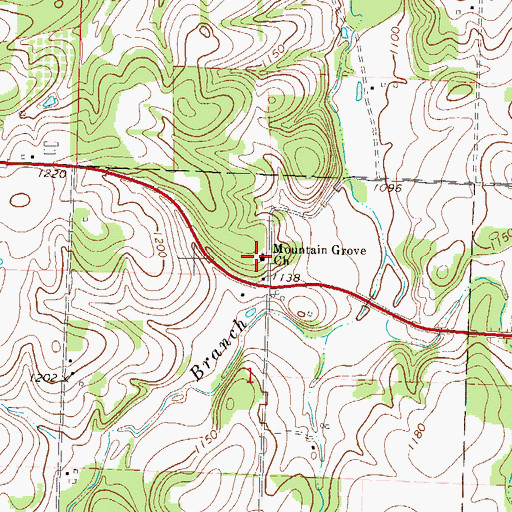 Topographic Map of Mountain Grove Church, MO