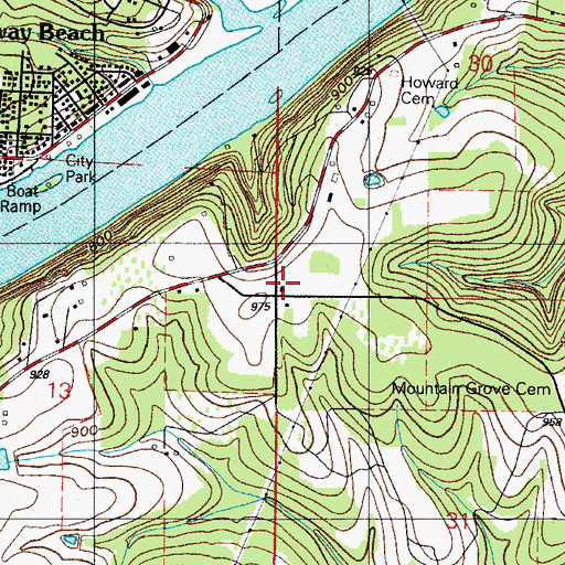 Topographic Map of Mountain Grove School, MO