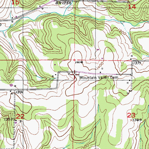 Topographic Map of Mountain Valley Cemetery, MO