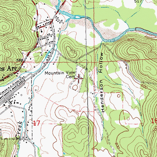Topographic Map of Mountain View Cemetery, MO
