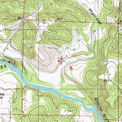 Topographic Map of Mozark Club, MO