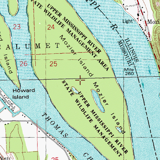 Topographic Map of Mozier Island, MO
