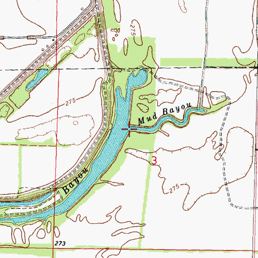 Topographic Map of Mud Bayou, MO