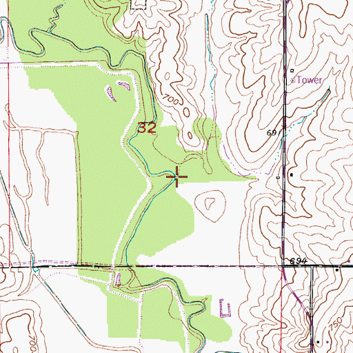 Topographic Map of Mud Branch, MO