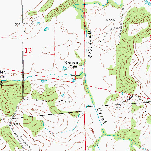 Topographic Map of Mud Creek, MO
