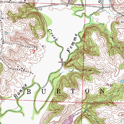 Topographic Map of Mud Creek, MO
