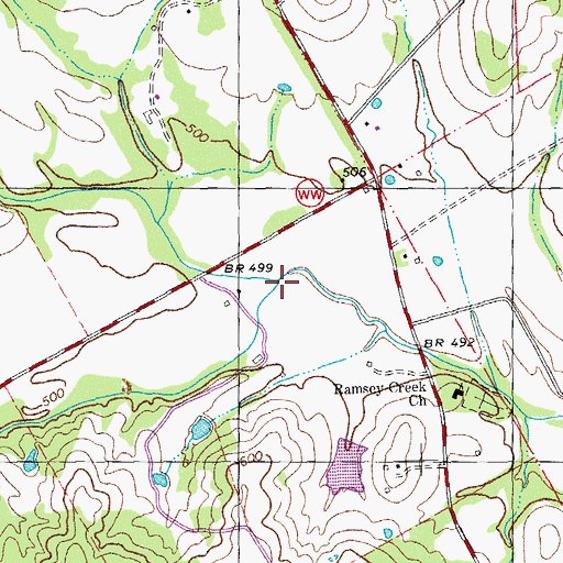 Topographic Map of Mud Creek, MO