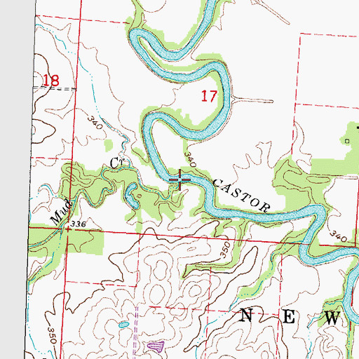 Topographic Map of Mud Creek, MO