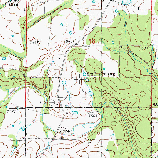 Topographic Map of Mud Spring, MO