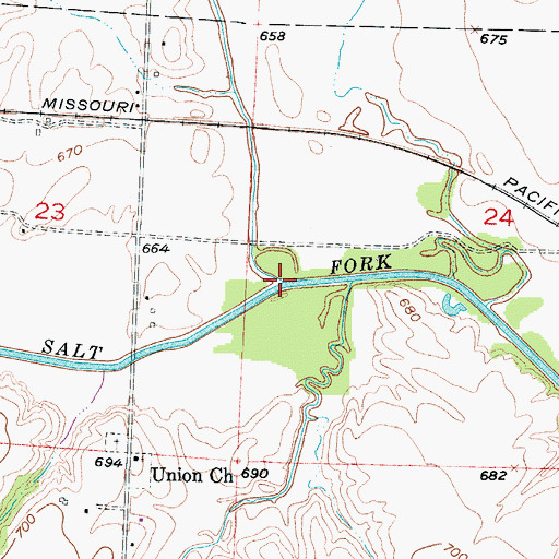 Topographic Map of Muddy Creek, MO