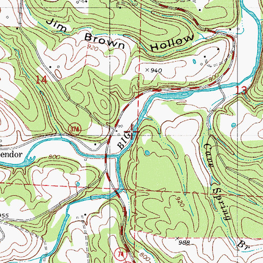 Topographic Map of Left Fork Big Creek, AR