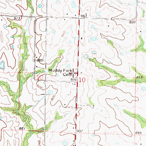 Topographic Map of Muddy Fork Cemetery, MO