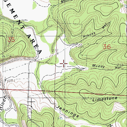 Topographic Map of Muddy Hollow, MO