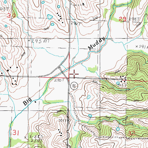 Topographic Map of Muddy Valley School (historical), MO