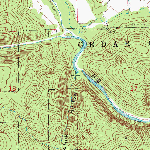 Topographic Map of Mudlick Hollow, MO