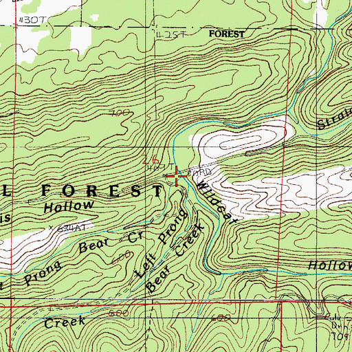 Topographic Map of Left Prong Bear Creek, AR