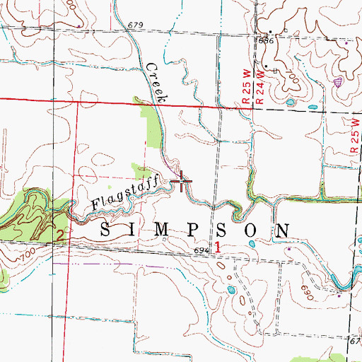 Topographic Map of Mulkey Creek, MO