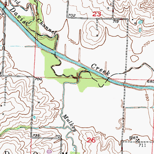 Topographic Map of Mulkey Creek, MO