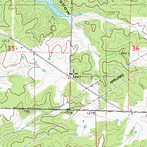 Topographic Map of Mullicane School, MO