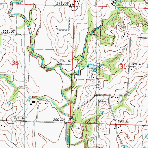 Topographic Map of Mullin Creek, MO