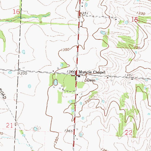 Topographic Map of Muncie Chapel, MO