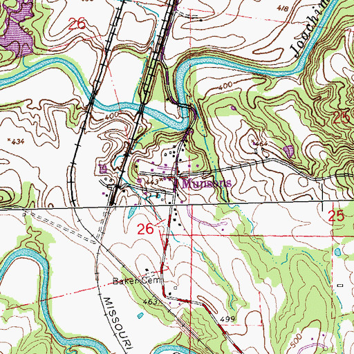 Topographic Map of Munsons, MO