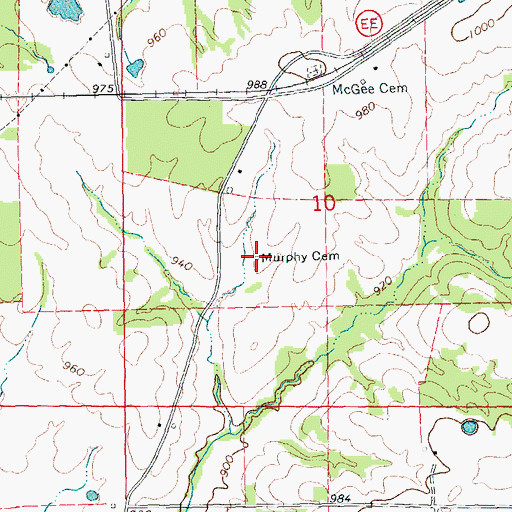 Topographic Map of Murphy Cemetery, MO