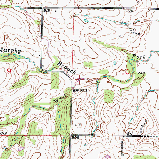 Topographic Map of Murphy Creek, MO