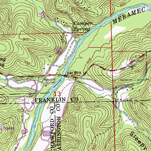 Topographic Map of Murphy Hollow, MO