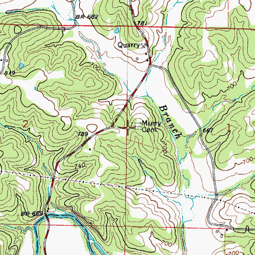 Topographic Map of Murray Cemetery, MO