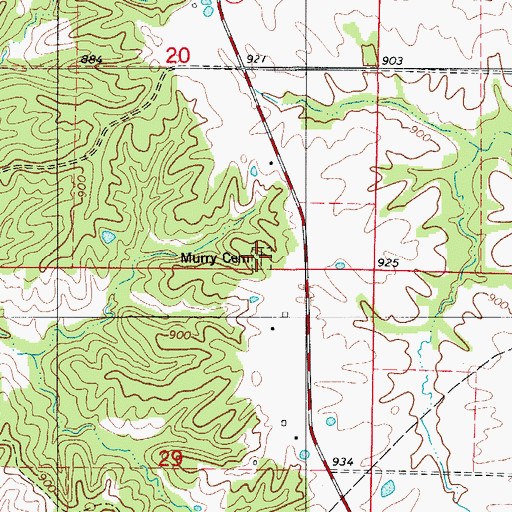 Topographic Map of Murry Cemetery, MO