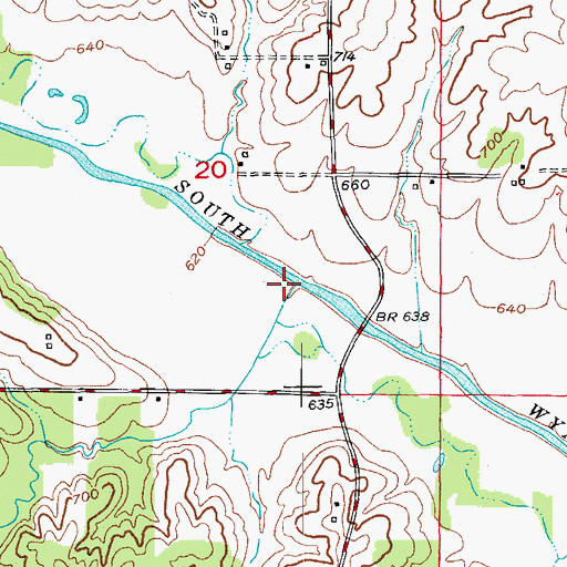 Topographic Map of Musko Branch, MO