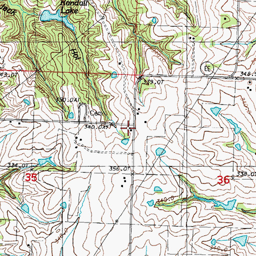 Topographic Map of Myrtle Tree School (historical), MO