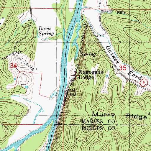 Topographic Map of Nagogami Lodge, MO