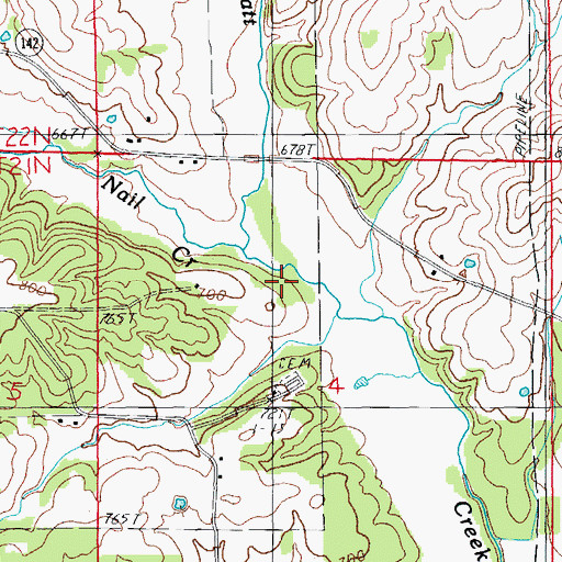 Topographic Map of Nail Creek, MO