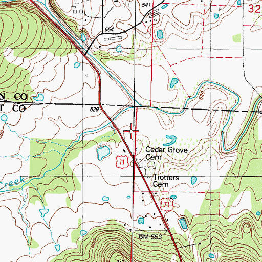 Topographic Map of Lewis, AR