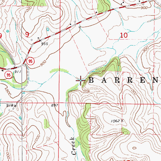 Topographic Map of Nance Creek, MO