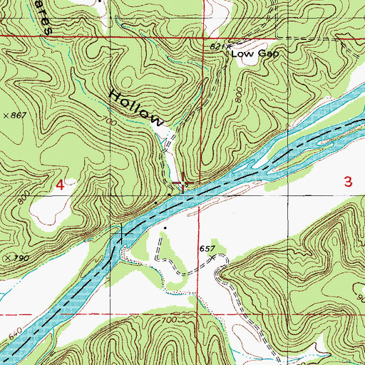 Topographic Map of Nares Hollow, MO