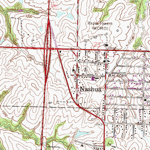 Topographic Map of Nashua, MO