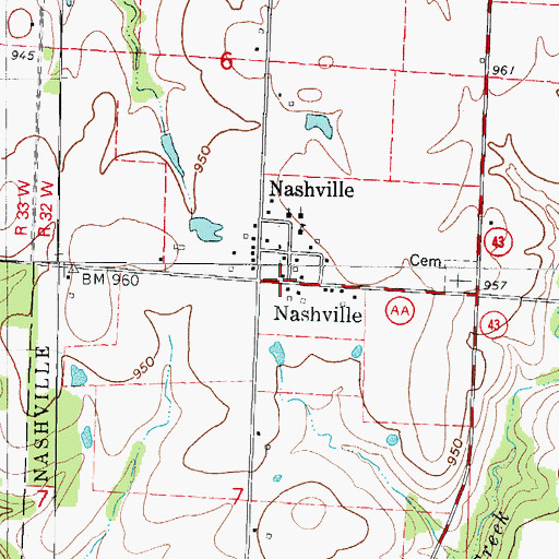 Topographic Map of Nashville, MO