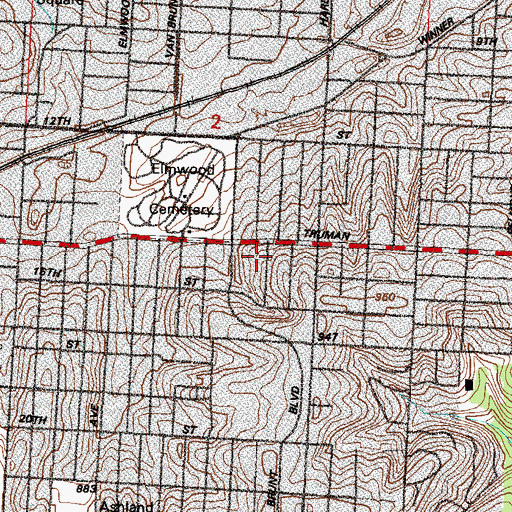 Topographic Map of National College, MO