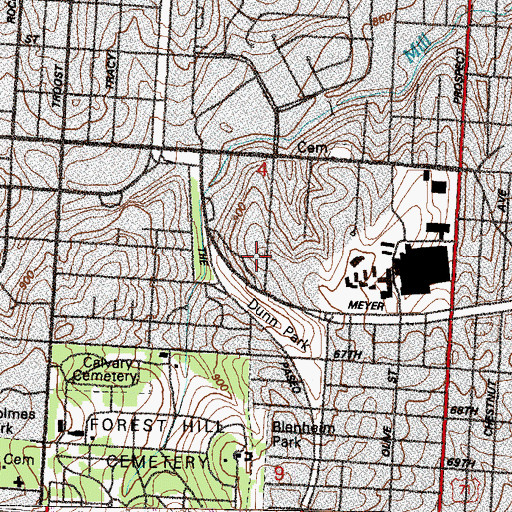 Topographic Map of Nazarene Seminary, MO