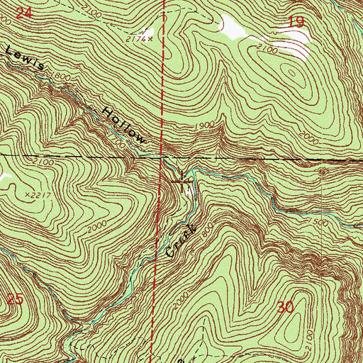 Topographic Map of Lewis Hollow, AR