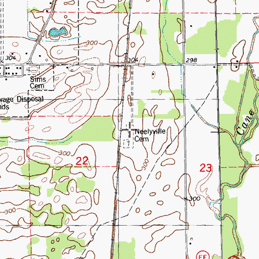 Topographic Map of Neeleyville Cemetery, MO
