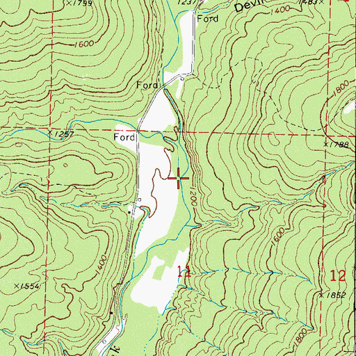 Topographic Map of Lewis Prong, AR