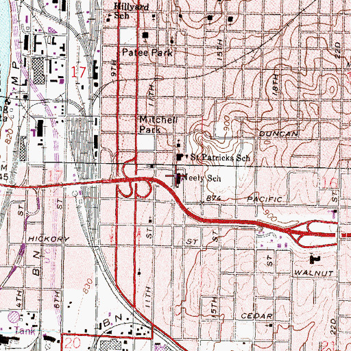 Topographic Map of Neely Elementary School, MO