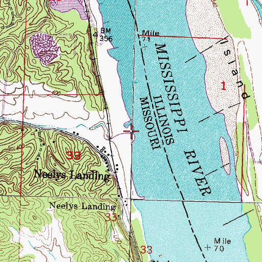 Topographic Map of Neelys Creek, MO