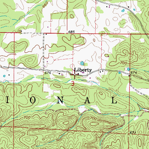 Topographic Map of Liberty, AR