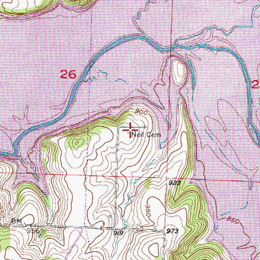 Topographic Map of Neil Cemetery, MO